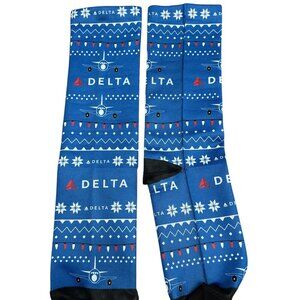 DELTA AIR LINES Christmas Socks NWOT Size Medium Please Read for Size Specifics